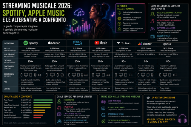 Streaming Musicale 2026: Spotify, Apple Music e le Alternative a Confronto